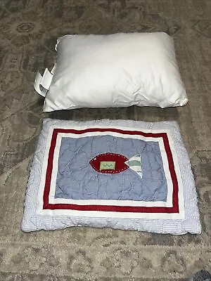 Pottery Barn Kids Quilted Applique Fish Crib Pillow And Sham 12 X 16 • $20.99