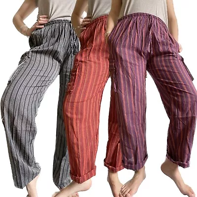 Striped Trousers Boho Hippie Pants Nepalese Handmade Pants Festival Fair Trade • £19.99