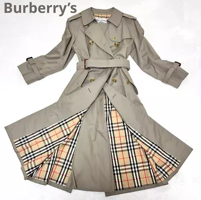 Burberrys Vintage Single Trench Coat Novacheck Khaki Size M Woman's From Japan • $198