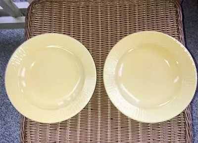 MARTHA STEWART For Macy's ~ 2 Large Rim Soup Bowls Basketweave Yellow 9 1/4   • $11