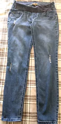 Indigo Blue Womens Blue Distressed Maternity Jeans Size Small (28x26) • $9.48