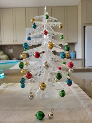 $75 • Buy VTG 1 Plastic Christmas Crystal Pine Tree  Tablet Top TREE 12 Inches Tall