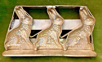 Antique THREE RABBITS CHOCOLATE MOLD Easter Bunny • $39.95