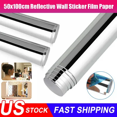 50x100 Self Adhesive Mirror Reflective Tile Wall Sticker Film Paper Home Decor • $10.69