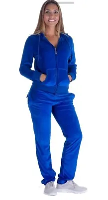 SUGA Velour Sweat Track Suit Hoodie And Sweatpants (SIZE Medium)Royal Blue • $35