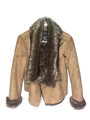 Victoria’s Secret Moda International Women Faux Suede Faux Fur Jacket Coat Sz M • $24.69
