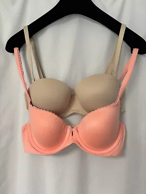 Lot Of 2 Size 32C Victoria’s Secret Lined Demi/Multi-Way Push-up Underwire Bras • $11