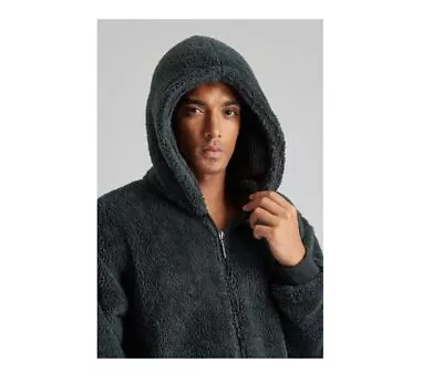 Mens Jumpsuit Thick Snuggle Warm Fleece Hooded Zip All In One Winter Jumpsuit • £68.64