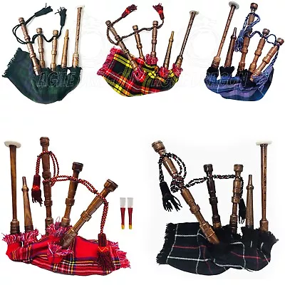 Kids Miniature Scottish Bagpipes Full Playable Set Various Tartans With 2 Reeds • $29.47