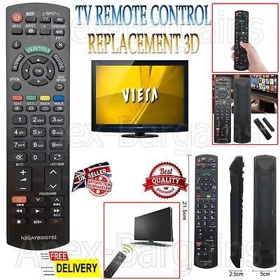 Panasonic TV Remote Control N2QAYB000752 Replacement 3D Viera Internet Smart TVs • £4.45