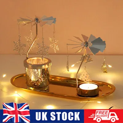 £2.99 • Buy 1x Tea Light Holder Rotary Spinning Candlestick Candle Carousel Metal Home Decor