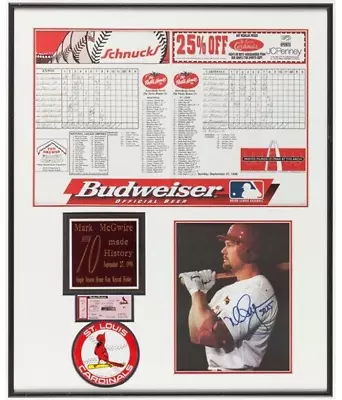 MARK MCGWIRE 70th Home Run Framed Display  Signed Photo + Ticket Stub (JSA COA) • $179