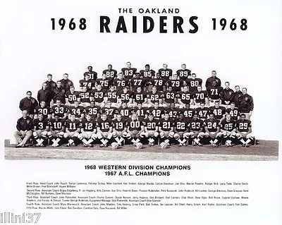 1968 Oakland Raiders Afl Football Champions Team 8x10 Photo Picture • $5.57