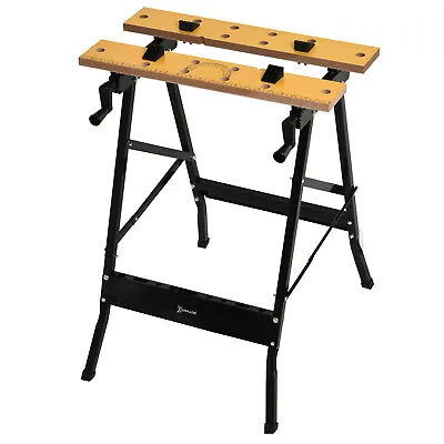 £26.99 • Buy 4-in-1 Work Bench Saw Horse Clamp Table W/ Rulings Tool Holes Foldable Black