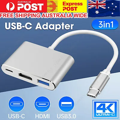 $9.75 • Buy 3IN1 Type-C To USB-C HDMI USB 3.0 Adapter Converter Cable Hub For Mac Air Pro DF