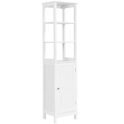 Floor Cabinet Wooden Tall Bathroom Storage Cabinet With 3 Tier Shelf Rack White  • $65.99