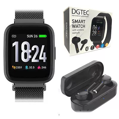 DGTEC 1.4  IPS Smart Fitness Watch With Wireless Earbuds Bundle Black • $71