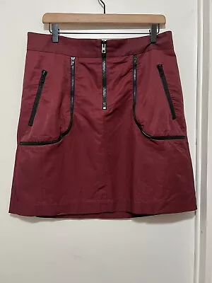 Marni Summer Edition Women’s Burgundy Skirt Casual Front Zipper Pockets Size 44 • $49