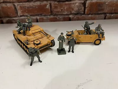 Tamiya Assembled 1:35 Scale German Tank And Vehicle Plus Soldiers . • £10