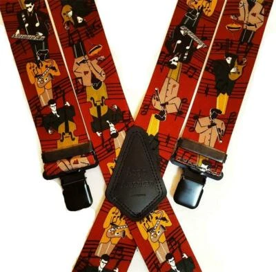 £11.24 • Buy Mens Braces 2  Or 1.5  Heavy Duty Brown Jazz Music Work Trousers Black Clips