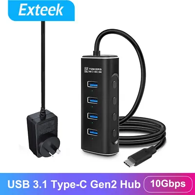 $45.95 • Buy USB 3.1 Type-C Gen2 4 Port USB Hub 10Gbps Powered USB Hub Splitter Power Adapter