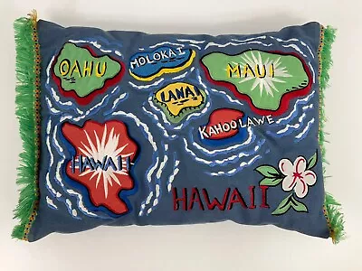 Dean Miller Surf Bedding Hawaii Pillow Fringe Embroidered Patches 12  X 16  • $34.99