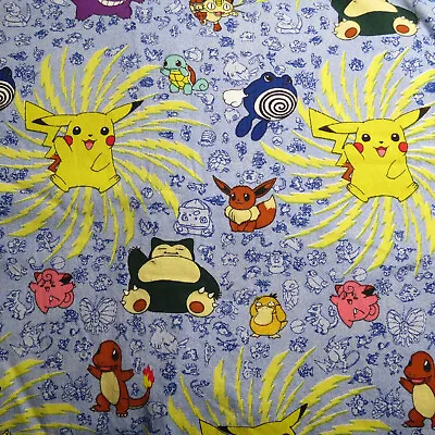 Fabric FQ Cotton Quilt RARE Pokemon Pikachu 1998 NINTENDO Blue • $9.49