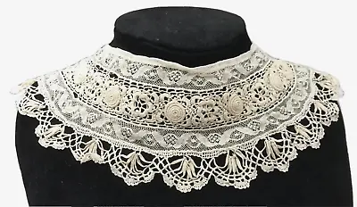 Antique Victorian Reticella Corchet Irish Embroidered Bertha Lace Collar • $199.99