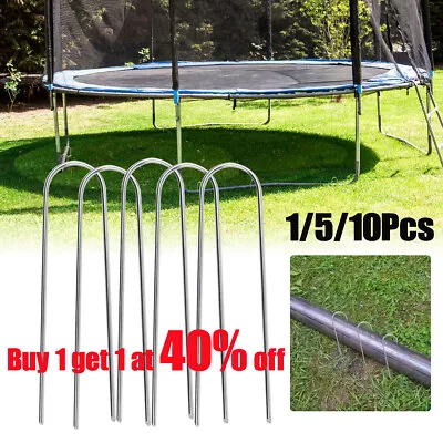 10X Heavy Duty Trampoline U-Shaped Metal Wind Stake Pegs Tent Ground Anchor Pegs • £2.88