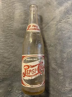 Vintage Pepsi:Cola Double Dot 2 Full Glasses Soda Bottle No City Or State 👀 • $12