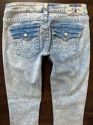 TRUE RELIGION Jeans Vintage Y2K SKINNY Tie Dye Acid Wash Stretch Low Sz 27 • £58.25