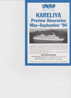 CTC Cruise Lines Kareliya Belorussiya Class Ship Brochure May-September 1996 • $10