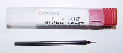$22.45 • Buy 1/64  (.0156)CARBIDE END MILL 3 FLUTE EXTENDED REACH KYOCERA AlTiN 1742-0156L125