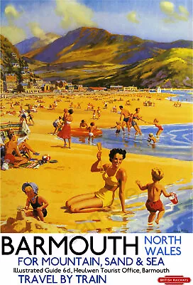 VINTAGE Railway POSTER Barmouth Seaside Holiday Travel Ad Art Deco Print A3 A4  • £5.99