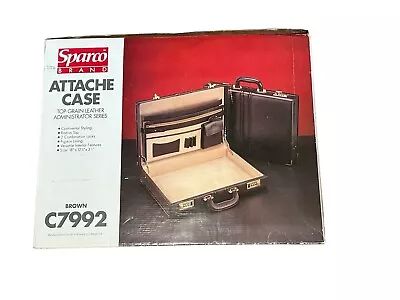 Vintage Sparco Expandable Top Grain Leather Attache Case Briefcase Brown C7992 • $75