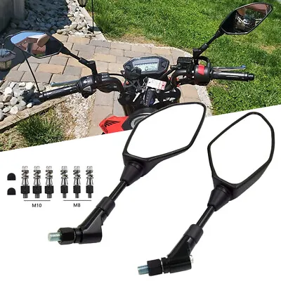 Motorcycle Rear View Mirror 10mm 8mm For Honda Grom CBR500F Scooter Street Bike • $32.05