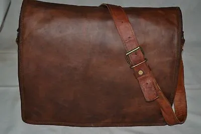 Smart Men's Genuine Vintage Leather Messenger Laptop Briefcase Satchel Brown Bag • $88.26