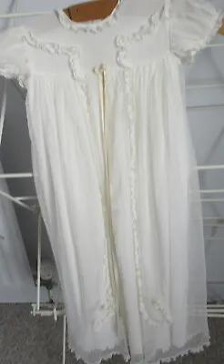 £10 • Buy Baby Antique Vintage Christening Gown Dress  White Silk Net Lace Frill 18  Chest