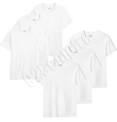 $11.99 • Buy 3 Or 6 Pack Men Undershirt V Neck Crew Tagless White 100% Cotton Size:S/M/X/XL