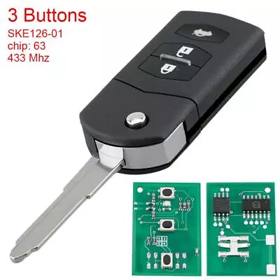 3 Button Remote Key 433MHz ID63 80bit Chip Fit For Mazda 2 3 5 6 6 8 • $18.86