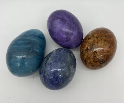 Onyx Marble Stone Egg Lot Of 4 Blue Purple Brown • $34.99