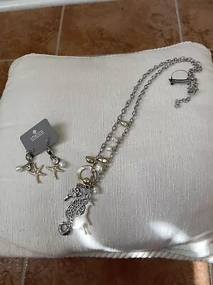 Chico’s NWT 2-Piece Set Seahorse Long Necklace With Charms Starfish Earrings • $35