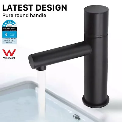 Round Matt Black BRASS Tall Bathroom Basin Mixer Tap Knob Handle Vanity Faucet  • $102.98