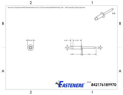 Aluminum Pop Rivets Dome Head Steel Mandrel Blind Every Size Largest Assortment • $12.35