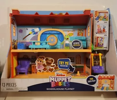 Brand New- Disney Junior Muppet Babies Schoolhouse 13 Piece Two Sided Playset • $40.92