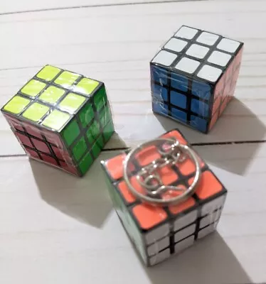 1 (ONE) Rubik's Cube 1  Mini Keychain 3x3 Working Cube Toy Vintage Style Keyring • $9.95