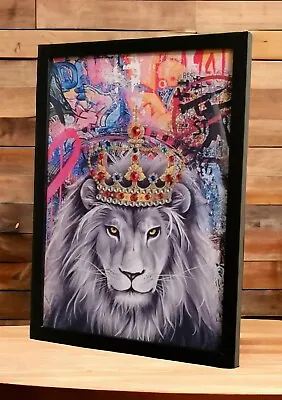 3D Bling Effect X 2 Pictures Lions King And Queen  Art  In A A4  Box Frames.  • £27.99