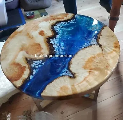 Ocean Epoxy Resin Top Handmade Center Coffee Table Countertops Acacia Wooden Dec • $490.47