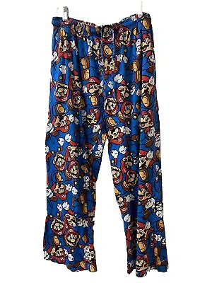 Super Mario Bros Mens Size XXL Pajama Lounge Pants Blue Red White • $19.93