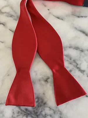 BRAND NEW Stafford Solid Red Shiny Adjustable Self Tie Bowtie Bow Tie MSRP $30 • $8.50
